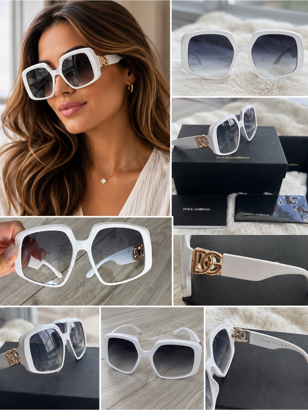 🤍Dolce & Gabbana White Square Sunglasses🤍